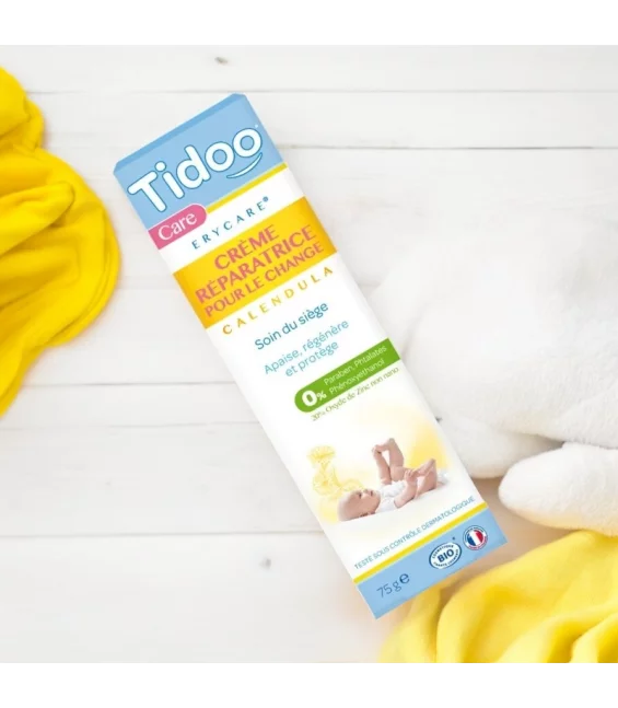 Crème réparatrice pour le change bébé BIO calendula - 75g - Tidoo