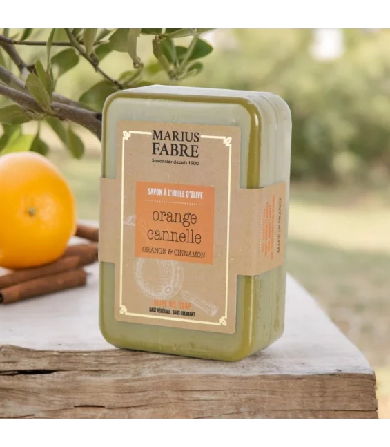 Seife mit Olivenöl, Orangenschalen & Zimt - 150g - Marius Fabre