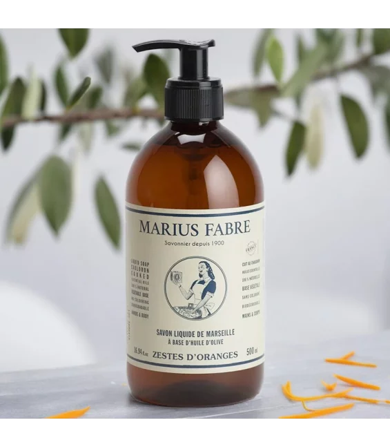 Marseiller Flüssigseife mit Orangenschalen - 500ml - Marius Fabre