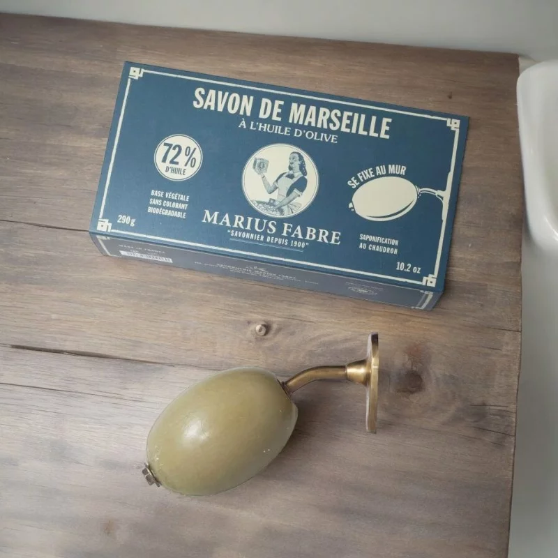 Savon de Marseille vert à fixer au mur - 290g - Marius Fabre