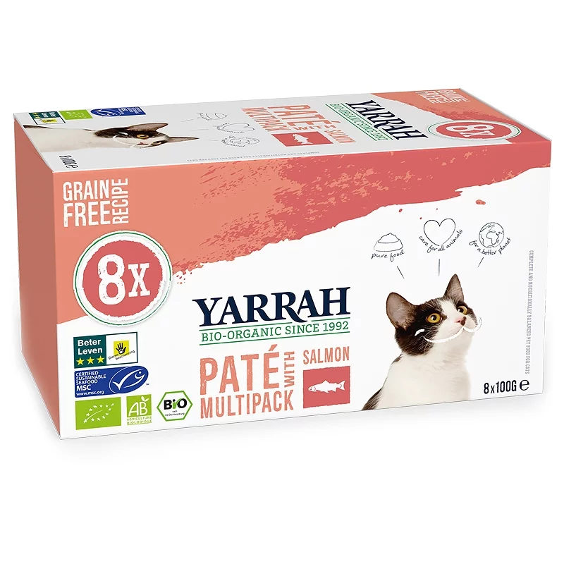 Multipack Paté BIO für Katzen Lachs - 8x100g - Yarrah