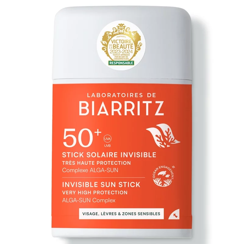 Stick solaire invisible naturel IP 50+ - 10g - Laboratoires de Biarritz