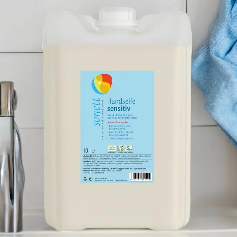 Flüssigseife für Hände, Gesicht & Körper sensitiv Öko - 10l - Sonett