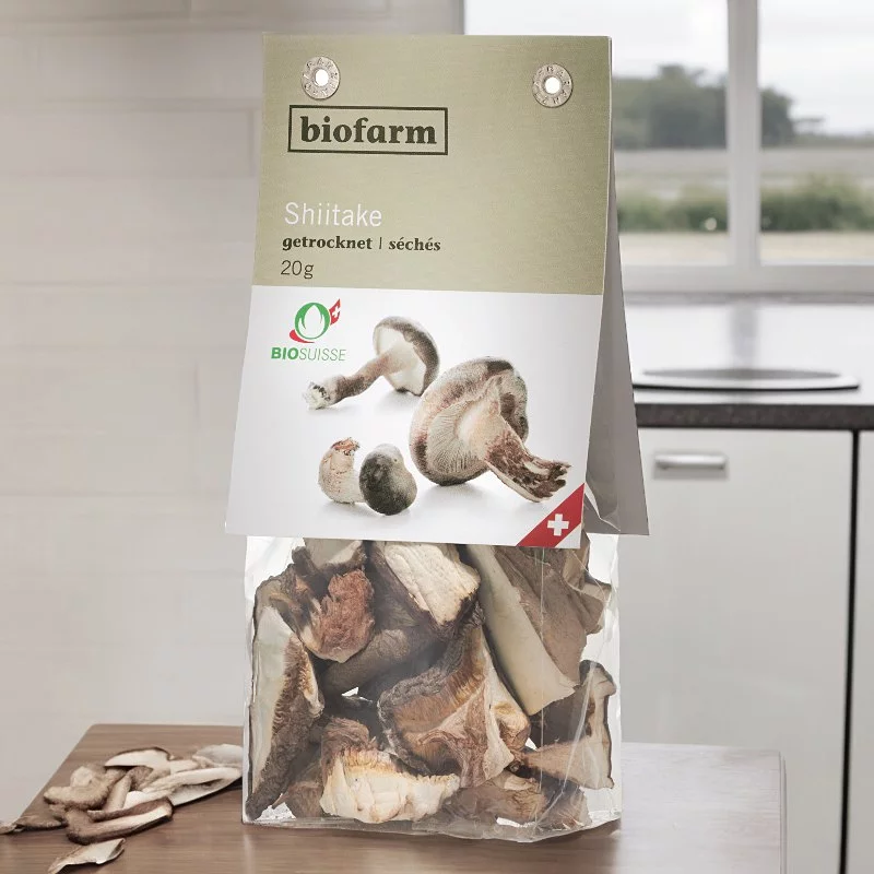 Shiitaké séchés suisses BIO - 20g - Biofarm