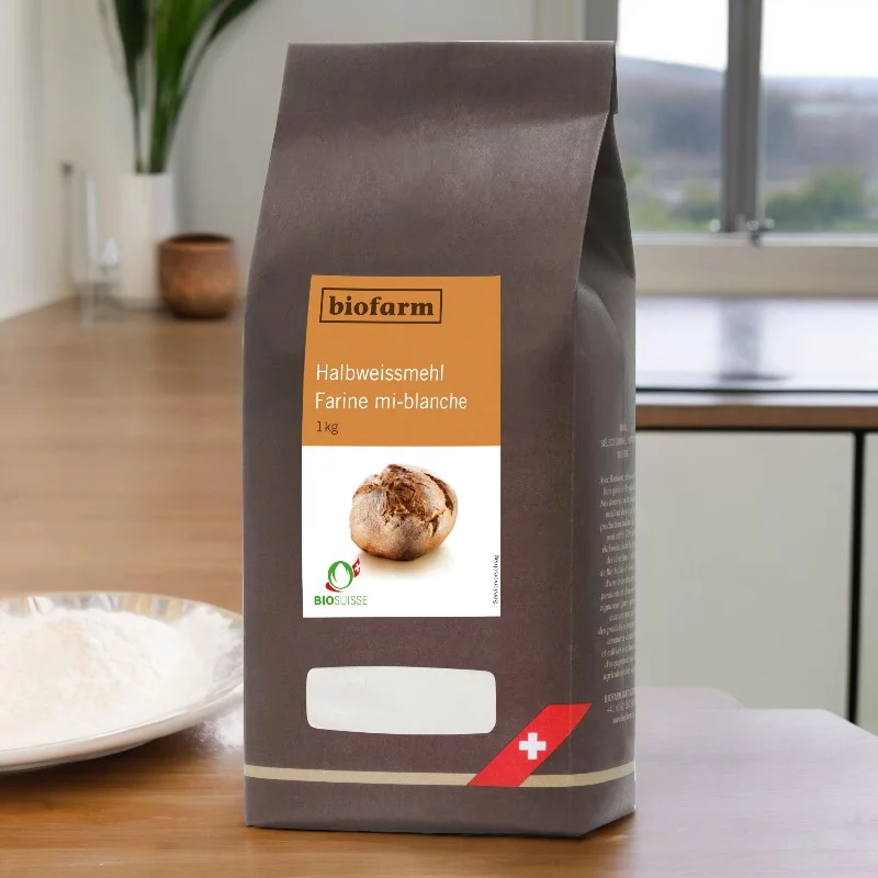 Farine mi-blanche suisse BIO - 1kg - Biofarm