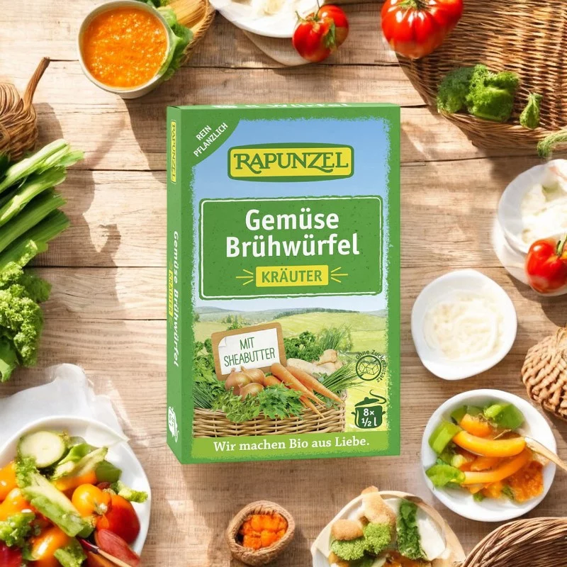 Gemüse-Brühwürfel mit Kräutern & Hefe BIO - 8 Würfel - Rapunzel