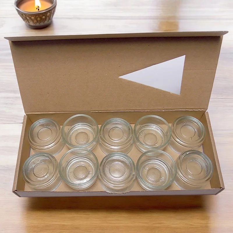 10 supports bougies chauffe-plat en verre 20 x 35 mm - Eubiona