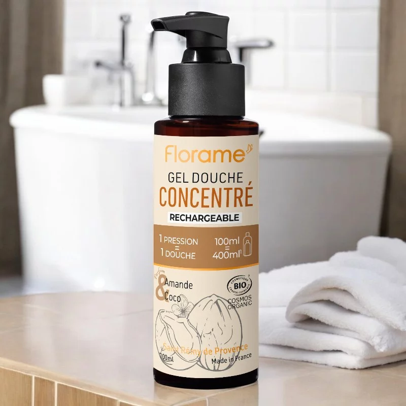 Gel douche concentré BIO amande & coco - 100ml - Florame