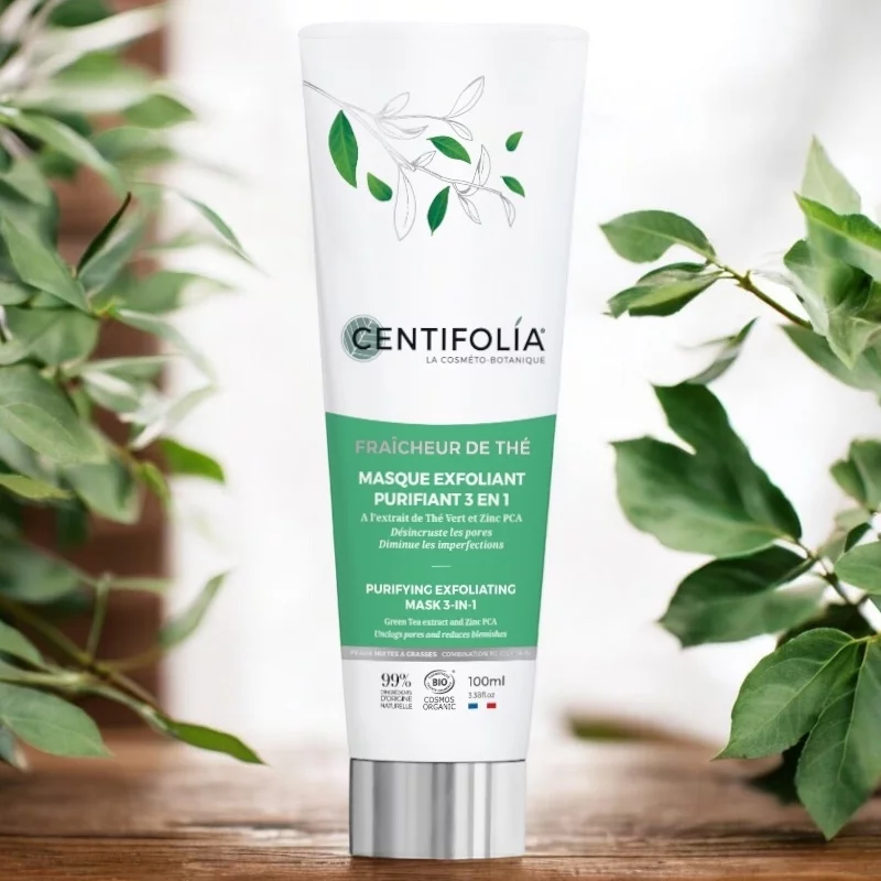 Masque exfoliant purifiant 3 en 1 BIO thé vert - 100ml - Centifolia