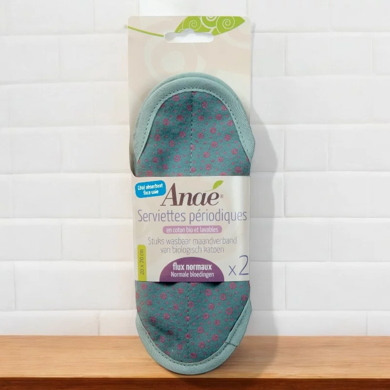 2 Serviettes hygiéniques lavables BIO Cercles Normal règles moyennes - Anaé