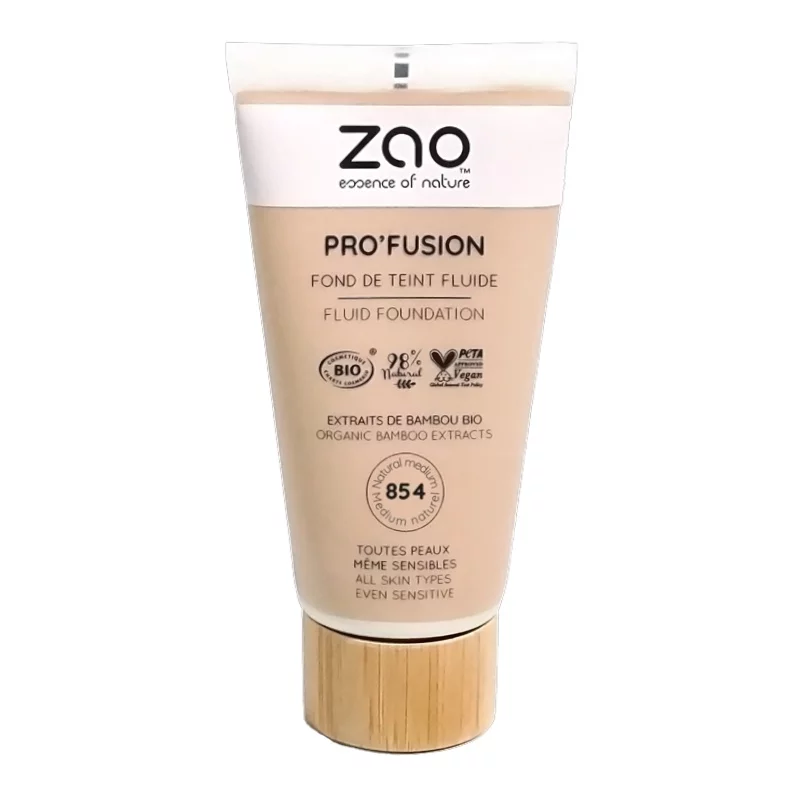Fond de teint fluide Medium naturel N°854 BIO - 30ml - Zao