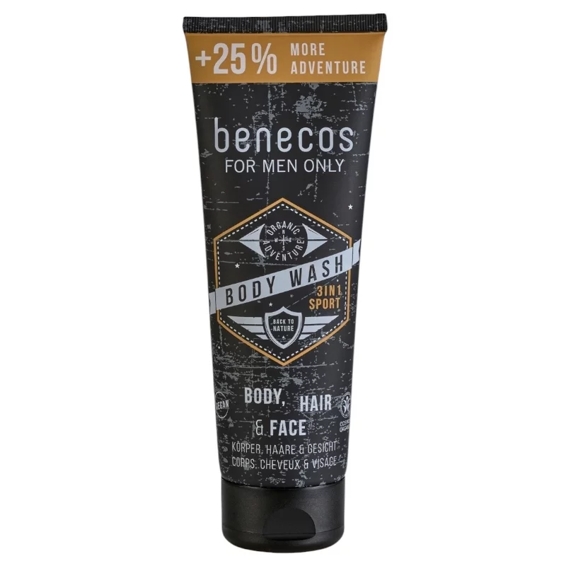 3-in-1 Sport Duschgel für Männer Apfel & Kaffee BIO - 250ml - Benecos