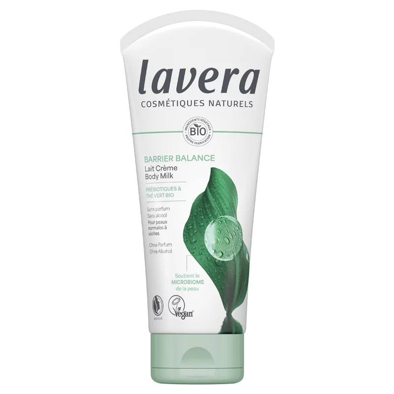 Lait crème corps rééquilibrant BIO prébiotiques & thé vert - 200ml - Lavera