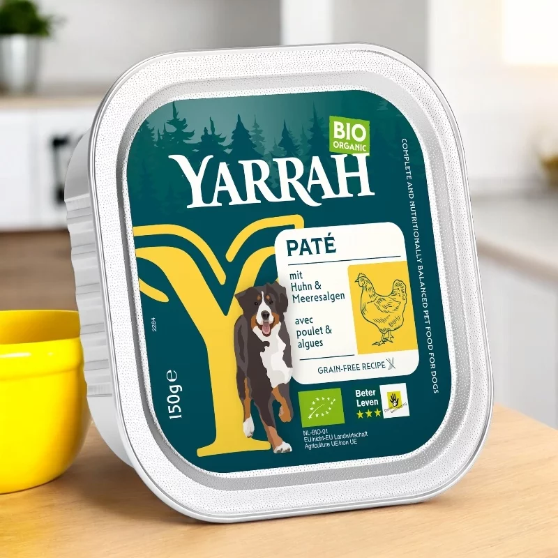 Pâté poulet avec algues marines pour chien BIO - 150g - Yarrah