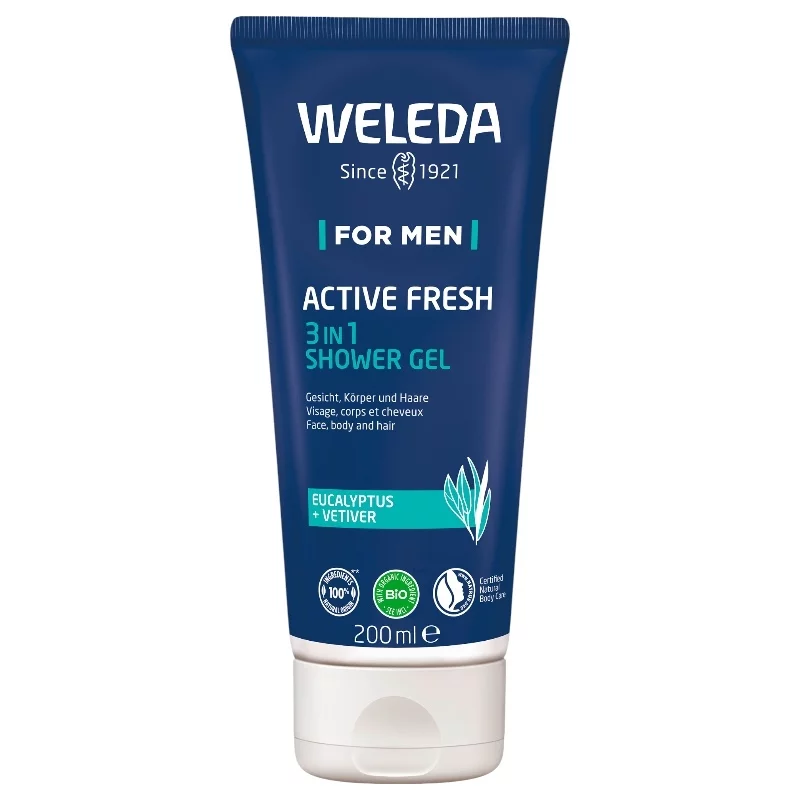 Gel douche rafraîchissant 3 en 1 homme BIO eucalyptus 200ml Weleda