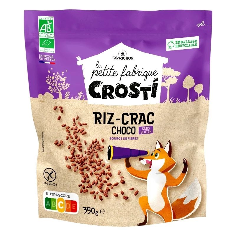 Céréales riz soufflé goût chocolat BIO - 350g - Favrichon