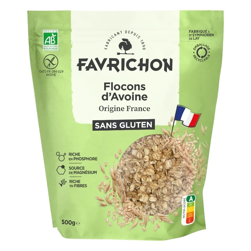 Glutenfreie Haferflocken BIO - 500g - Favrichon