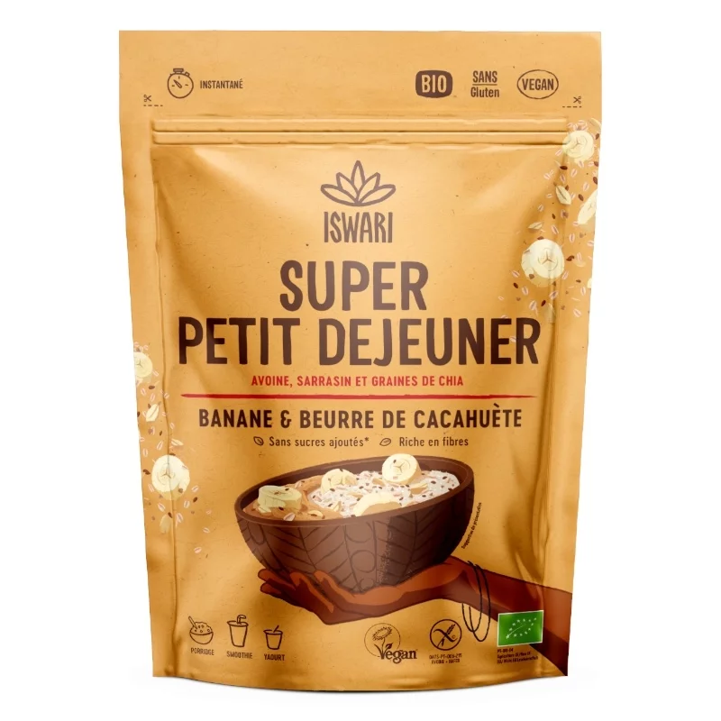 Super petit déjeuner banane & cacahuète BIO - 360g - Iswari