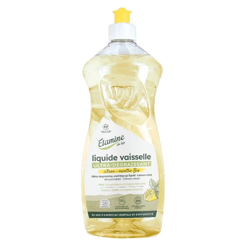 Ultra-fettlösendes Spülmittel Zitrone & Minze Öko - 1l - Etamine du Lys