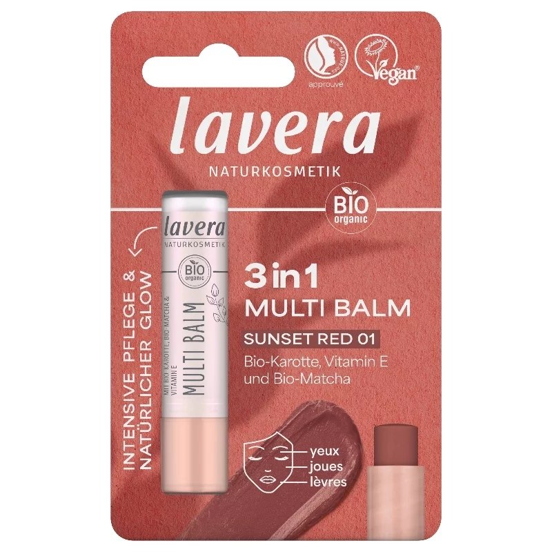 Baume à lèvres 3 en 1 sunset red BIO - 4,9g - Lavera
