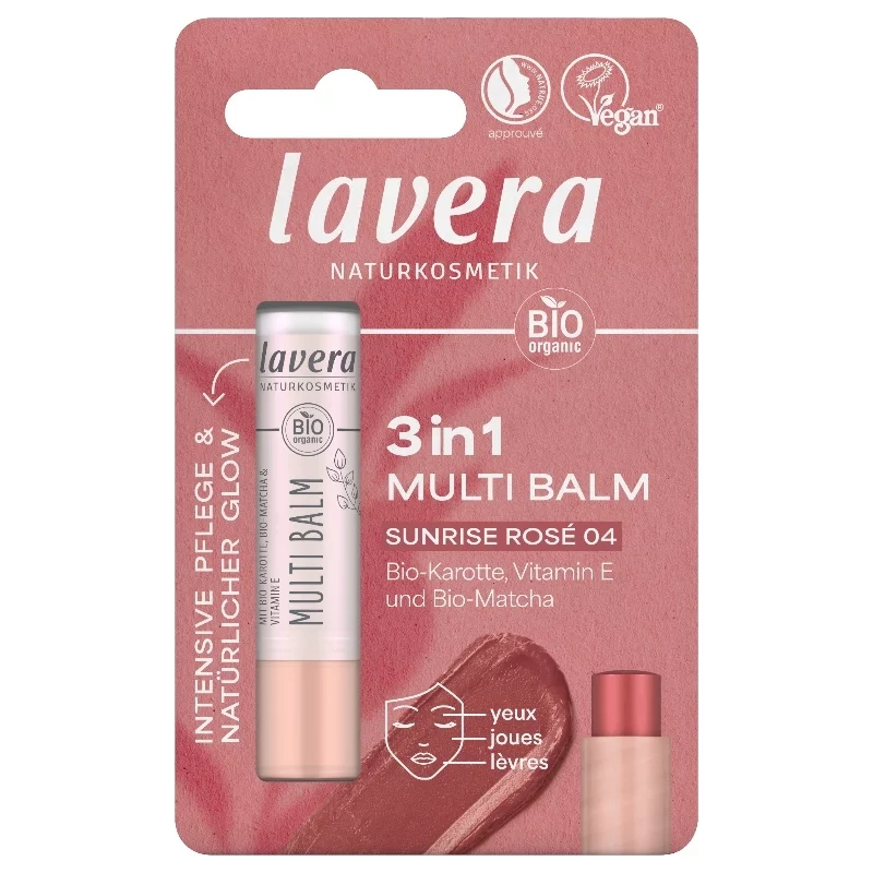 Baume à lèvres 3 en 1 sunrise rosé BIO - 4,9g - Lavera