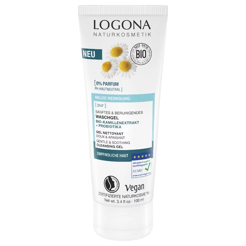 Gel nettoyant doux & apaisant BIO camomille & probiotiques - 100ml - Logona