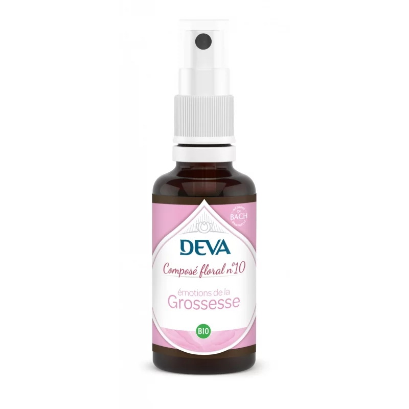 Composé floral en spray BIO N°10 Émotions de la grossesse - 30ml - Deva