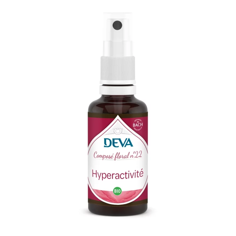 Composé floral en spray BIO N°22 Hyperactivité - 30ml - Deva