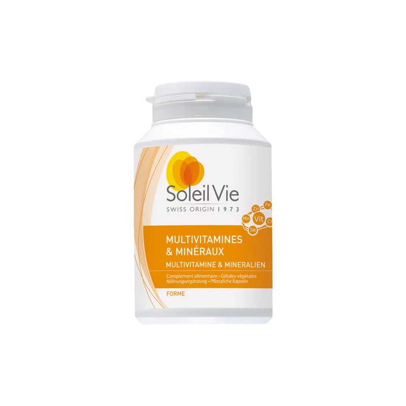 Multivitamines & minéraux - 120 gélules 440mg - Soleil Vie