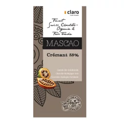 Chocolat BIO noir crémant 58% Mascao - 100g - Claro
