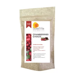 Cranberries crues enrobées de chocolat noir BIO - 110g - Soleil Vie