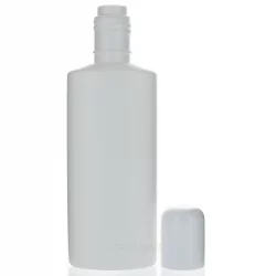 Bouteille à col haut ovale en plastique blanc 200ml avec réducteur et bouchon à vis blanc - 1 pièce - Aromadis