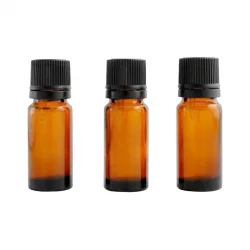 Braune Glasflasche 10ml mit schwarzer Tropfspitze und Sicherheitsring - 3 Stück - Centifolia