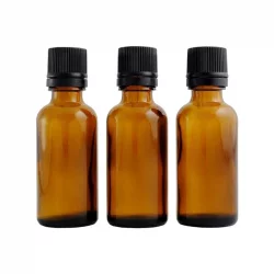 Braune Glasflasche 30ml mit schwarzer Tropfspitze und Sicherheitsring - 3 Stück - Centifolia