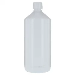 Weisse Veral Plastikflasche 1l mit weissem Schraubverschluss und Sicherheitsring - 1 Stück - Aromadis