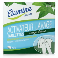Tablettes activateur lavage linge blanc écologiques sans parfum - 20 tablettes - Etamine du Lys
