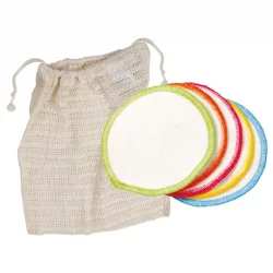 Pochette de lavage avec 10 disques à démaquiller en coton BIO - 10 pièces - Anaé