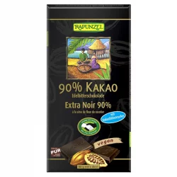 Chocolat extra noir 90% de cacao à la sève de fleur de cocotier BIO - 80g - Rapunzel