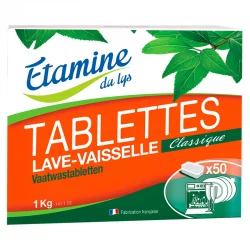 Tablettes lave-vaisselle classiques écologiques sans parfum - 50 tablettes - Etamine du Lys