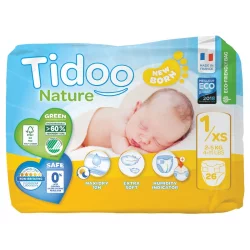 Couches jetables écologiques Taille 1 XS 2-5 kg - 26 pièces - Tidoo
