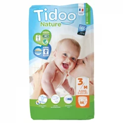 Couches jetables écologiques Taille 3 M 4-9 kg - 56 pièces - Tidoo