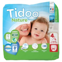 Couches jetables écologiques Taille 4 L 7-18 kg - 24 pièces - Tidoo