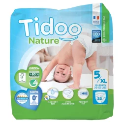 Couches jetables écologiques Taille 5 XL 12-25 kg - 22 pièces - Tidoo