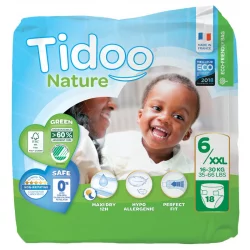 Couches jetables écologiques Taille 6 XXL 16-30 kg - 18 pièces - Tidoo