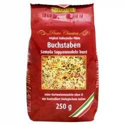 Pâtes alphabet colorées pour soupe semola BIO - 250g - Rapunzel
