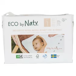 Couches & langes jetables écologiques Taille 1 Newborn 2-5 kg - 1 sac de 25 pièces - Naty