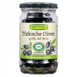 Olives noires turques avec noyaux à l'huile d'olive BIO - 185g - Rapunzel