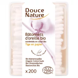 Bâtonnets d'oreilles en coton BIO - 200 pièces - Douce Nature