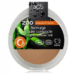 Nachfüller BIO-Kompaktpuder N°305 Milchschokolade - 9g - Zao Make-up