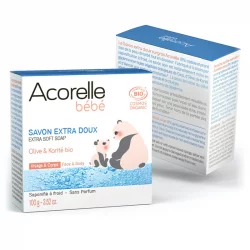 Baby BIO-Seife extra mild Gesicht & Körper Olive & Karitebutter - 100g - Acorelle